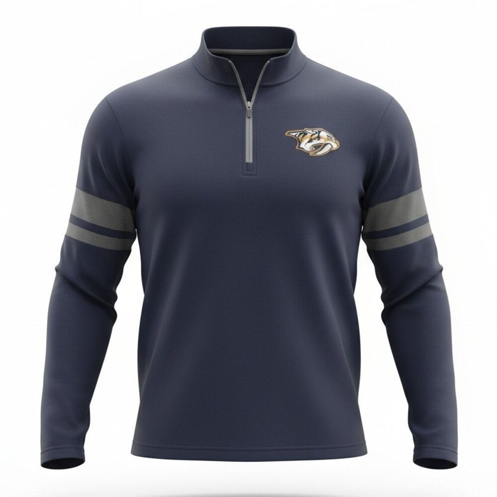 NHL Nashville Predators Men's XL Navy Blue Quarter-Zip Lightweight Pullover